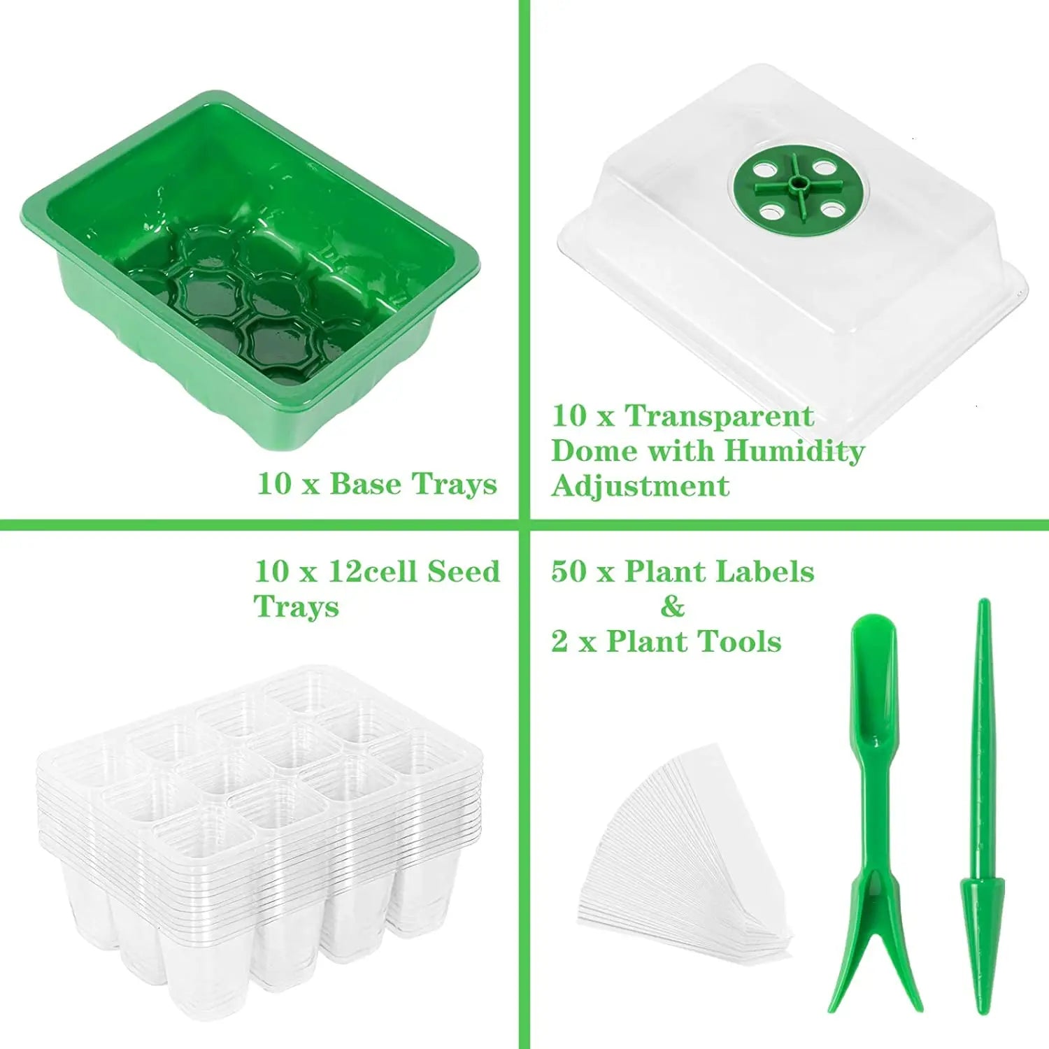 Holes Garden Green Seed Trays Seedling Tray Kit Set